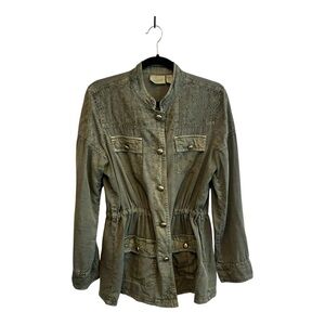 Chico’s Olive Jacket with Embroidery Detail Size 1